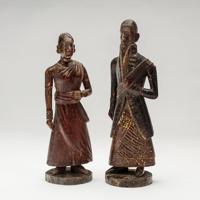 Pair of Sri Lankan Wooden Figures | MasterArt